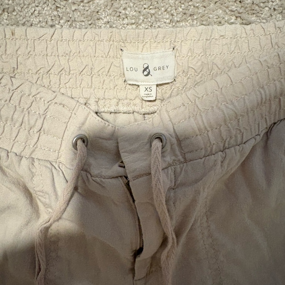 Lou & Grey Light Tan Linen Blend Drawstring Pants size XS - Picture 2 of 4